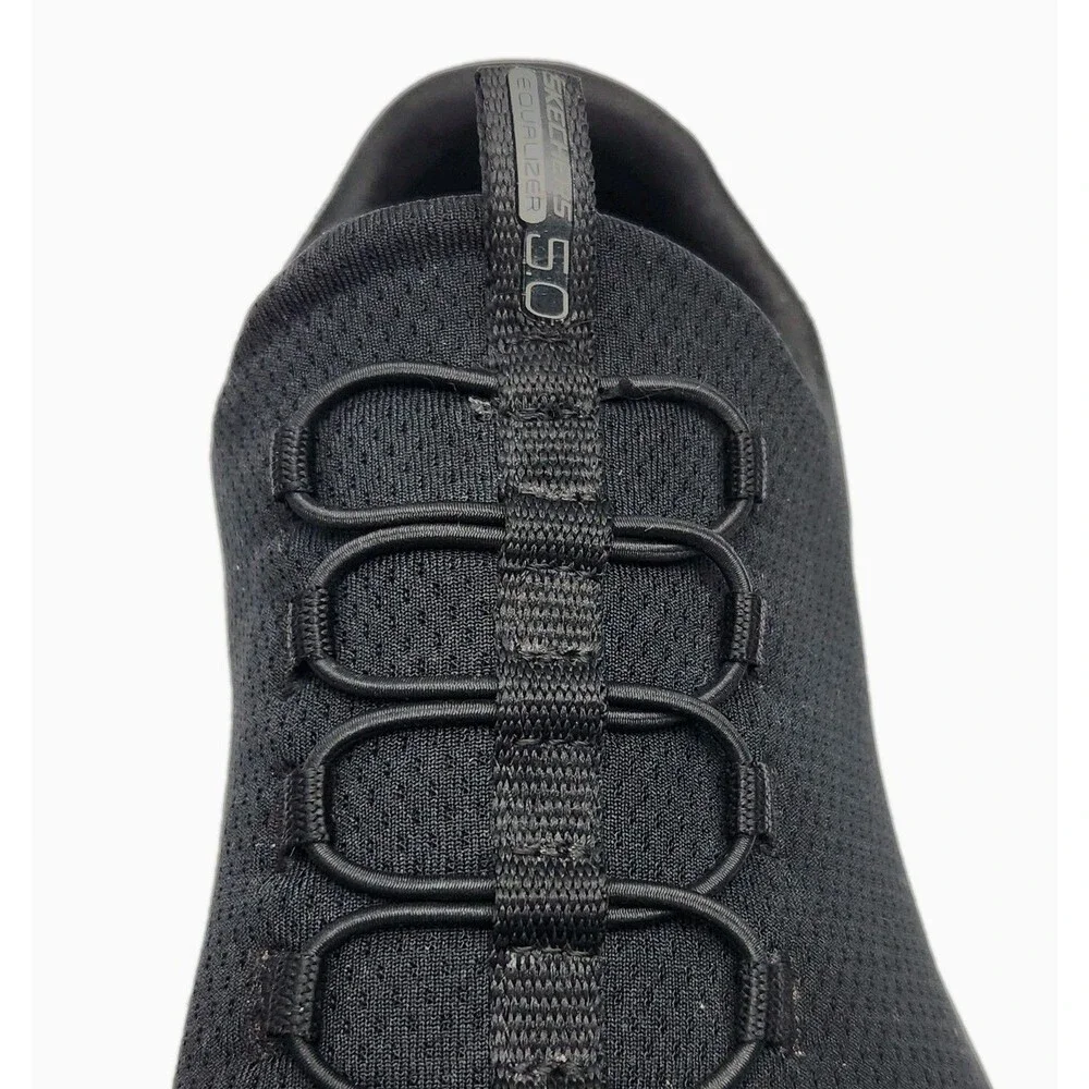 Skechers Sneaker Loafer Black Stretch Air-Cool Relaxed Fit Men Sz 11 Dual-Lite